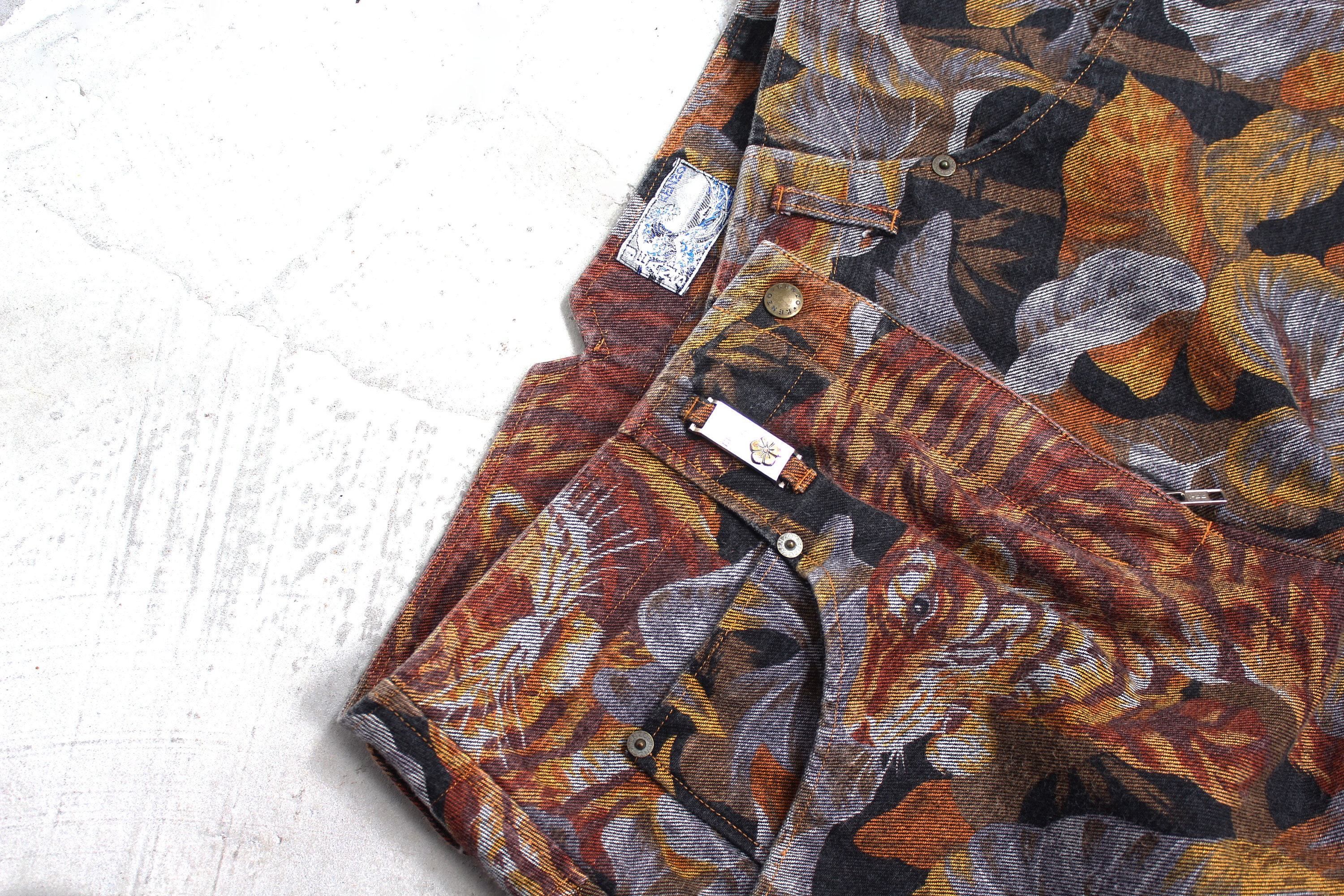 80s Kenzo Denim Jungle Graphic Tigers Mini Skirt L - Etsy