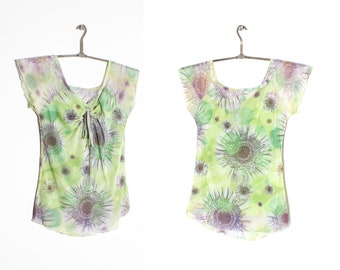 00s y2k lime graphic floral top shirt