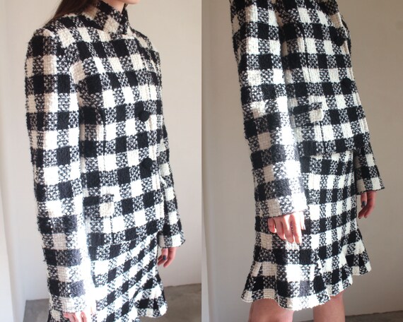 b&w gingham plaid suit set