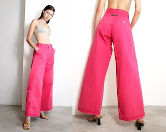 y2k Gaultier JPG pink denim wide leg jeans