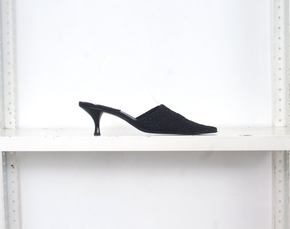 90s black glitter pointed mules 39