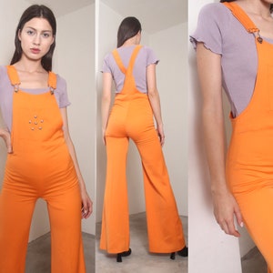 90s orange palazzo overalls image 2