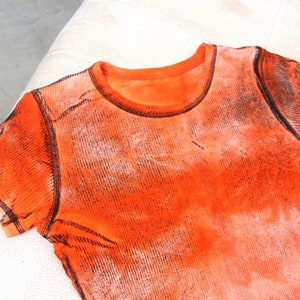 camiseta acanalada con tinte pintado de naranja y2k de los años 00 imagen 5