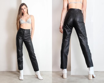 00s Black Leather High Waist Pants Trousers Xs S - Etsy 00s Black Leather High Waist Pants Trousers Xs S - Etsy