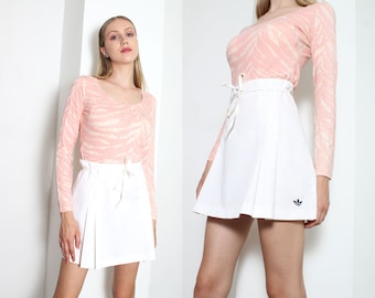 70s adidas trefoil pleated tennis mini skirt