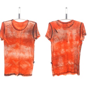 camiseta acanalada con tinte pintado de naranja y2k de los años 00 imagen 1