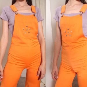 90s orange palazzo overalls image 4