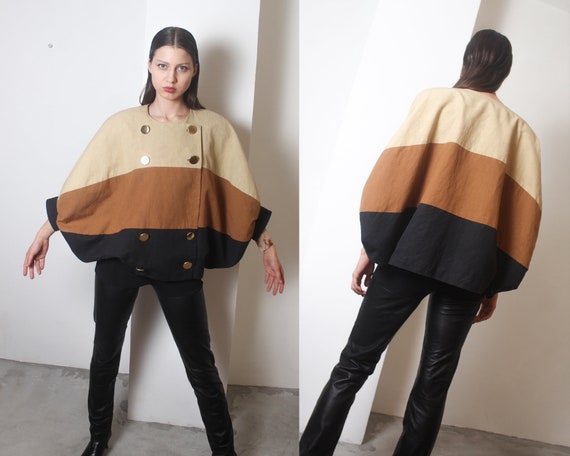 80s PIERRE CARDIN colorblock round batwing bolero
