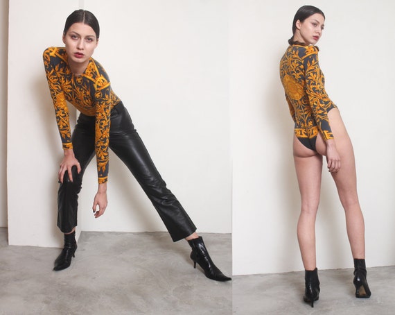 GIANNI VERSACE 90s baroque leotard bodysuit