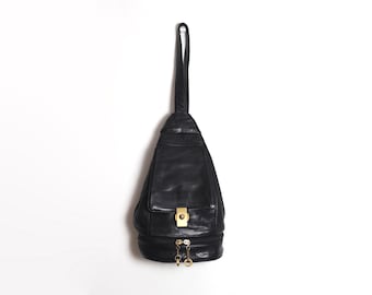perlina black gold leather backpack