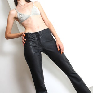 90s black leather pants image 3