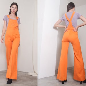 90s orange palazzo overalls image 3