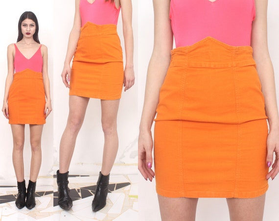 orange skirt denim