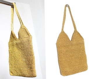 70s gold metallic knit shoulder bag