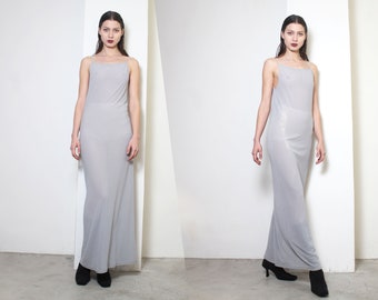 y2k grey sheer knit maxi dress s/ m