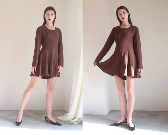90s brown minimal playsuit romper