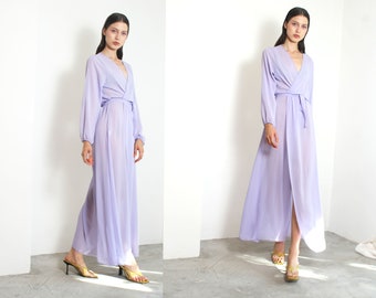 lavender semi sheer maxi dress