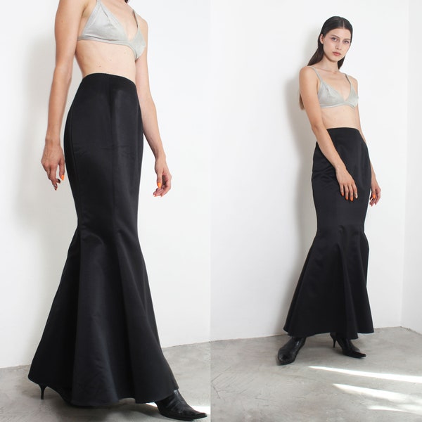 black satin mermaid maxi skirt