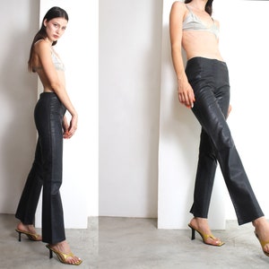 90s black leather pants image 2