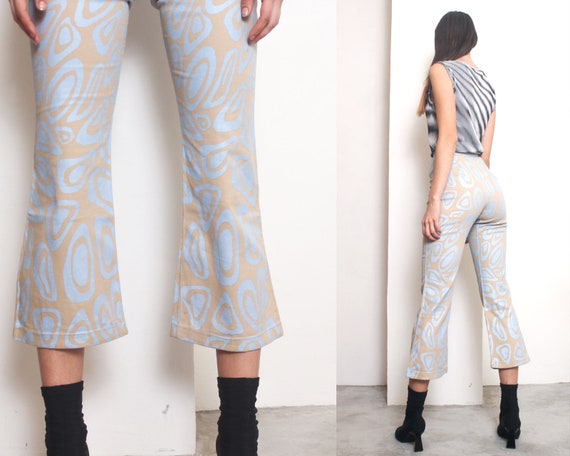 y2k psychedelic metallic flared pants xs