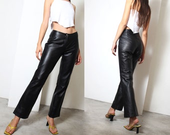 soft black nappa leather pants
