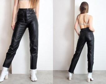 00s Black Leather High Waist Pants Trousers Xs S - Etsy 00s Black Leather High Waist Pants Trousers Xs S - Etsy