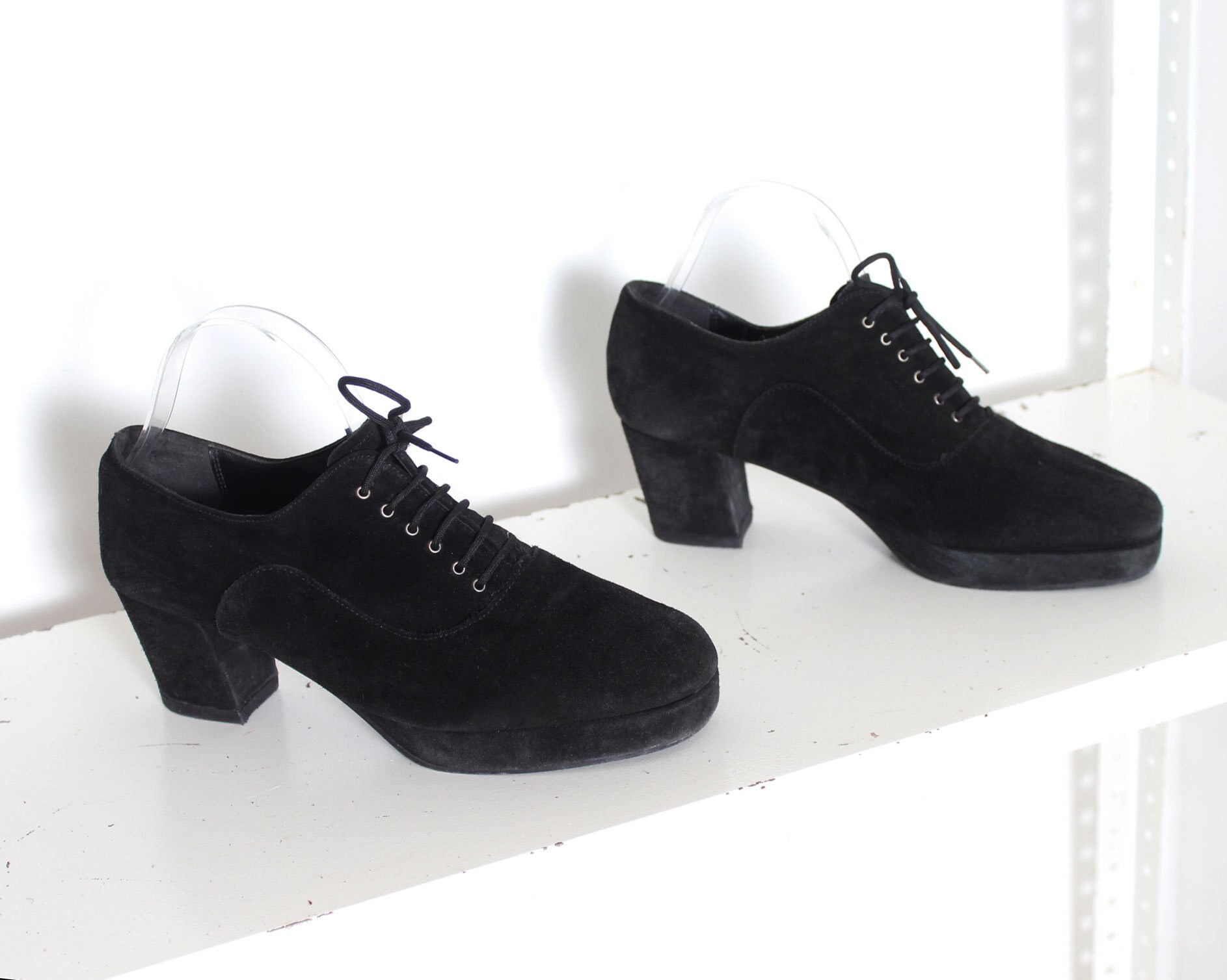 platform sneaker black suede leather