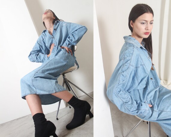 denim boxy batwing maxi dress