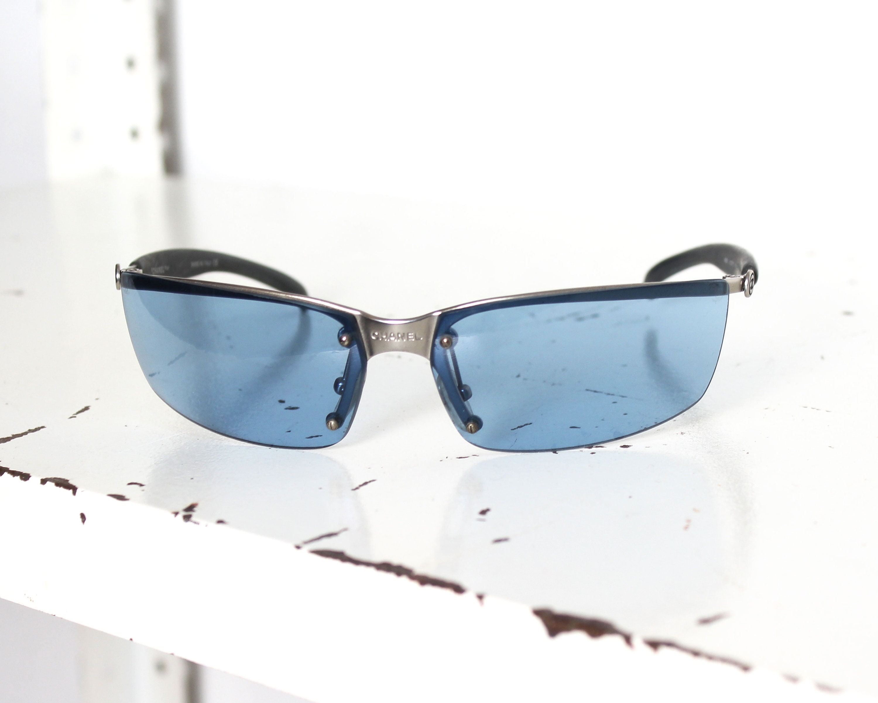 CHANEL Y2k Blue Rimless Sport Sunglasses 4008 - Etsy