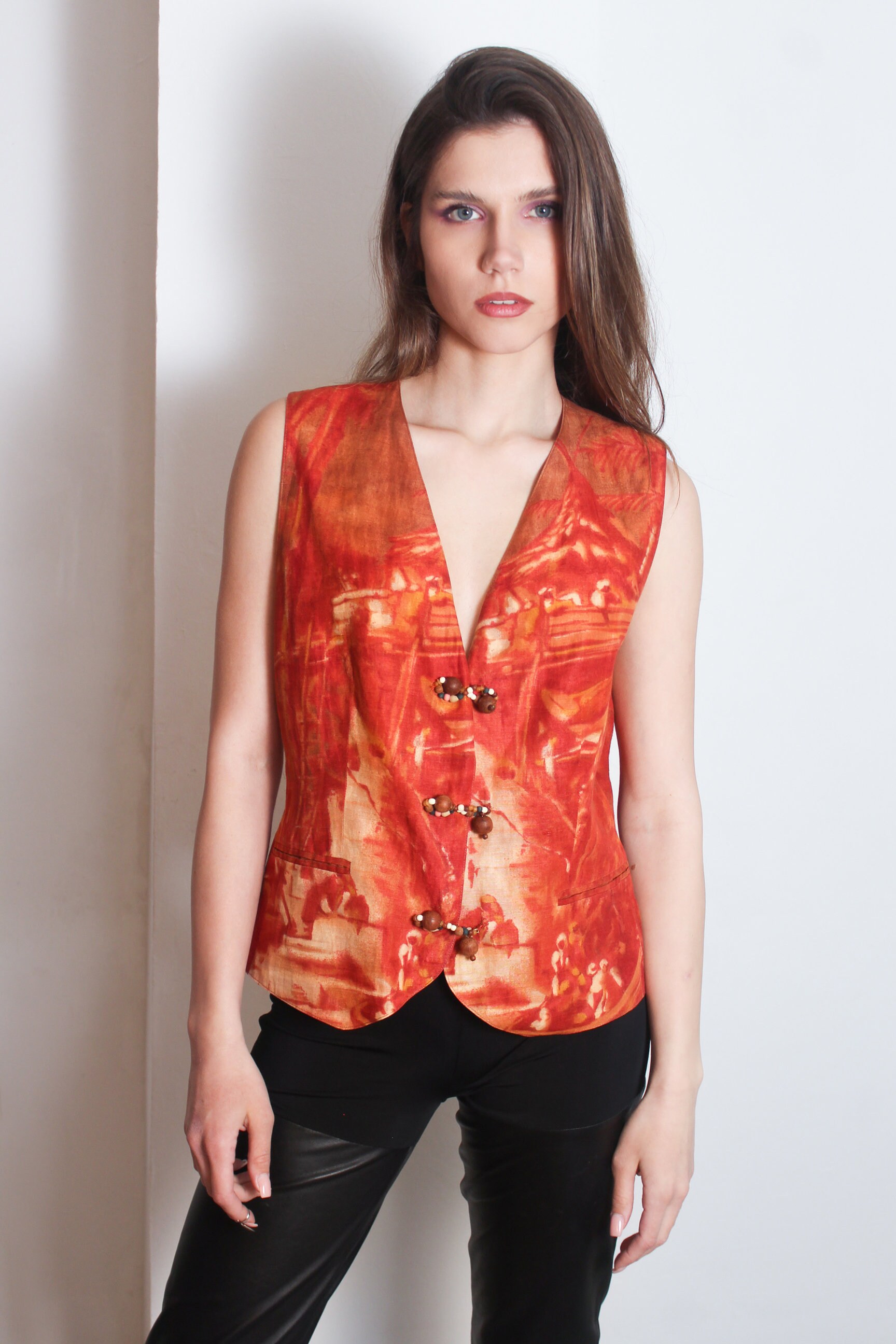 トップス 90s vintage archive KENZO linen vest 90s Kenzo Jungle Linen Vest - Etsy