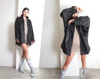 80s snakeskin leather batwing coat