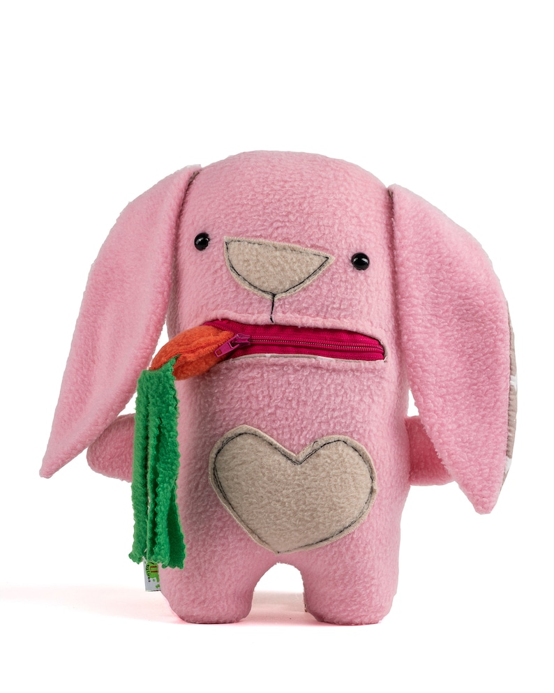 Cuddly Bunny Softie Bunny Plush Toy Zipper Mouth Rabbit Etsy