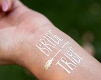 Set of 15 Bride Tribe Temporary Bachelorette Party Favor | Bachelorette Tattoo | Gold tattoo | Box #1 | Bridal Party| Hen Party
