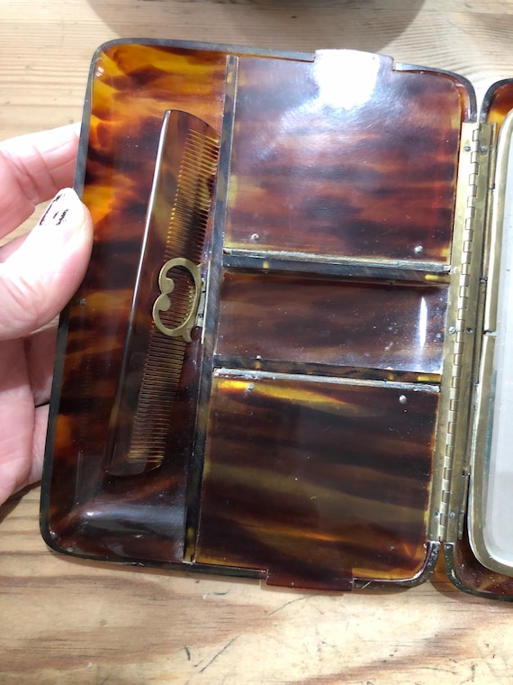 Antique Faux Tortoiseshell Vanity Case - image 4