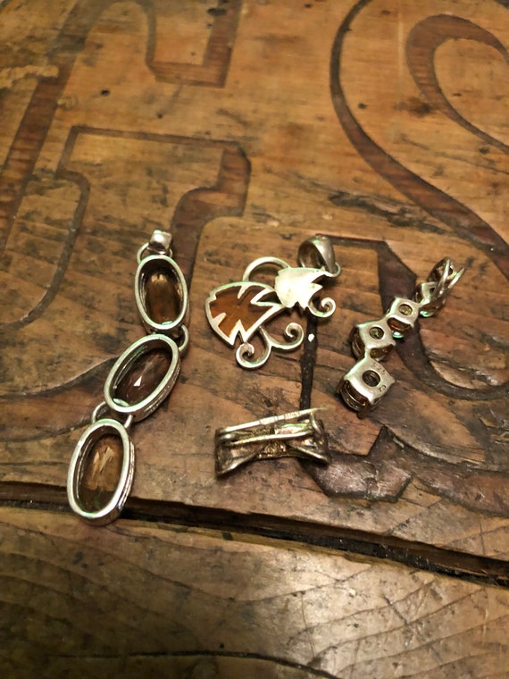 Group of Sterling Silver Pendants and Brooch - image 3