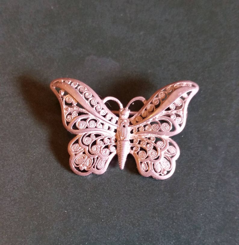 Filigree Silver Butterfly Brooch