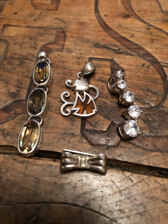 Group of Sterling Silver Pendants and Brooch - image 1