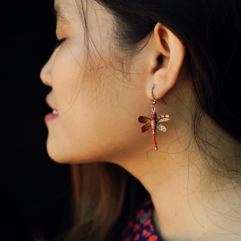 Wedding Daily Party Special Event EA59 Flower Garden Dragonfly Earrings Gift Asian