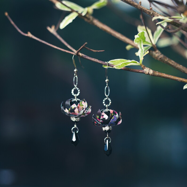 Black Lotus Handcrafted Earring