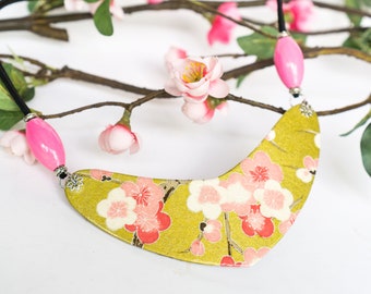 Gold Floral Boomerang Bib Necklace, Gift Under 30, Asian, Wedding Bridesmaid Daily Party Special Event