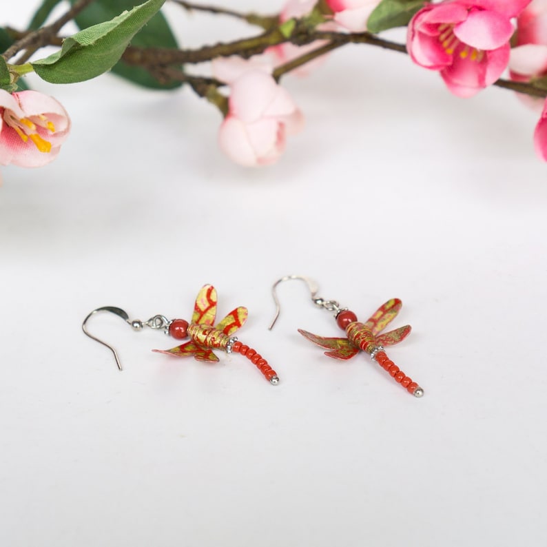 Wedding Daily Party Special Event EA59 Flower Garden Dragonfly Earrings Gift Asian