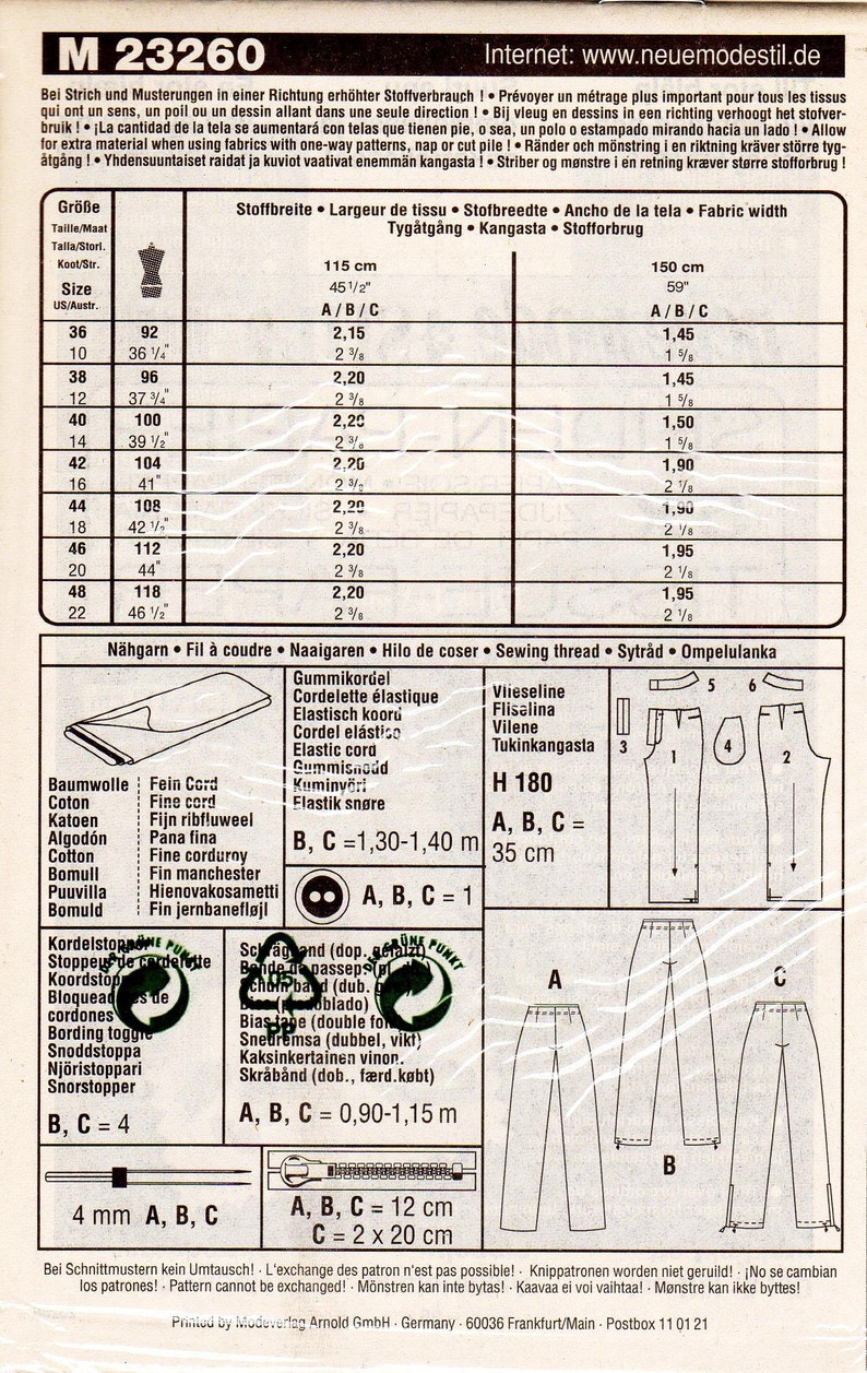 Sz 10 to 22 Misses/' Fly Front Neue Mode Stil Young Collection Straight Leg Pants in Three Trim Variations Neue Mode Pattern M23260