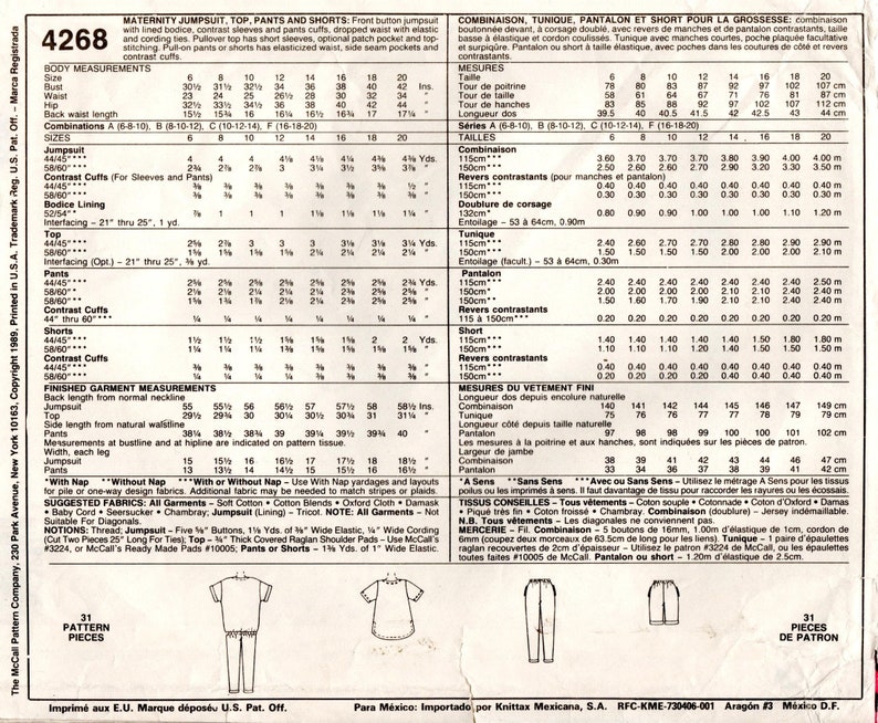 Sz 6/8/10 Mccall's Maternity Pattern 4268 Misses' - Etsy