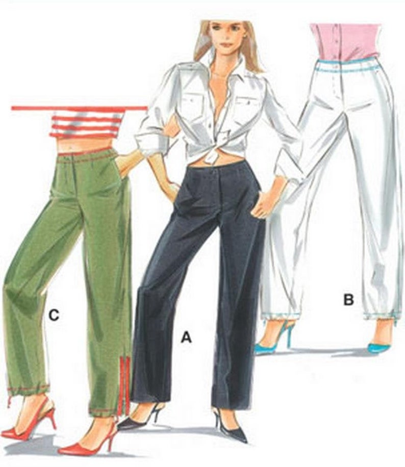 Sz 10 to 22 Misses/' Fly Front Neue Mode Stil Young Collection Straight Leg Pants in Three Trim Variations Neue Mode Pattern M23260