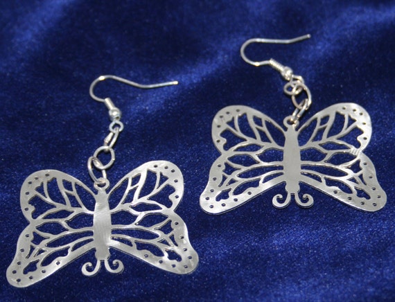 Butterfly Stainless Steel dangly Earrings (one of a kind)