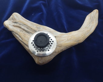 Driftwood & Stainless Steel Charcoal Incense Holder for Resin Incense #001 - Meditation - Relaxation - Gift - Tropical Beach Furnishings