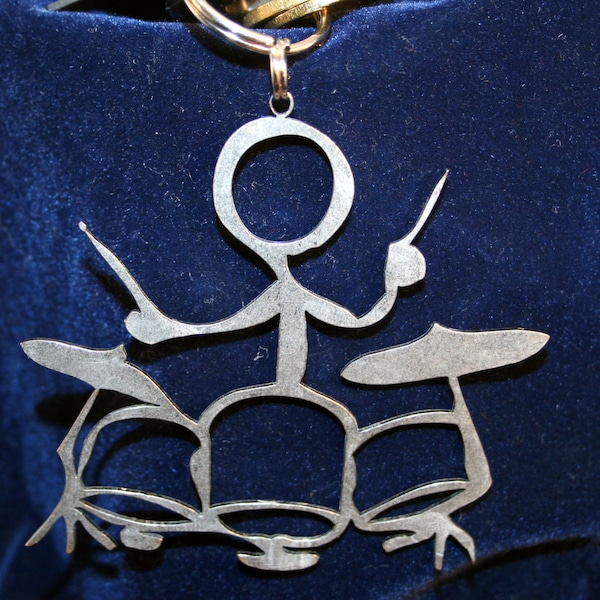 Drummer Stick Figure Key chain Charm or Ornament