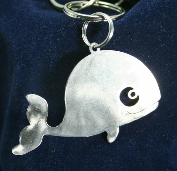 14 Gauge Little Whale Sea Creature Heavy Duty Stainless Steel Keychain Charm