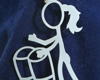 Bongo Girl Stick Figure Keychain charm