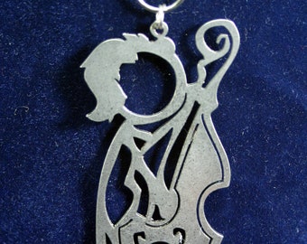 Female Cello Player or Upright Bass Stick Figure musician playing an instrument Keychain charm for band or orchestra member